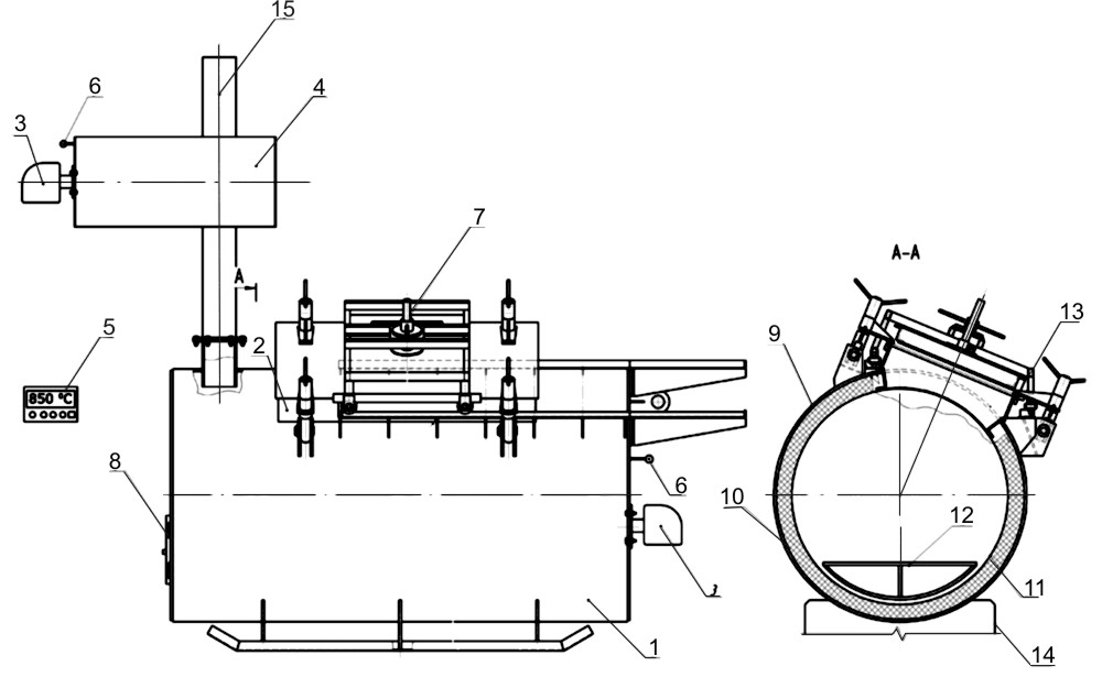 Схема установки для утилизации биологических отходов.